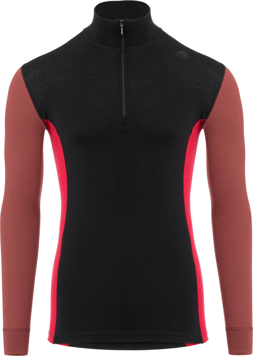 Aclima WarmWool Mock Neck with Zip Man Jet Black/Spiced Apple/Jester Red