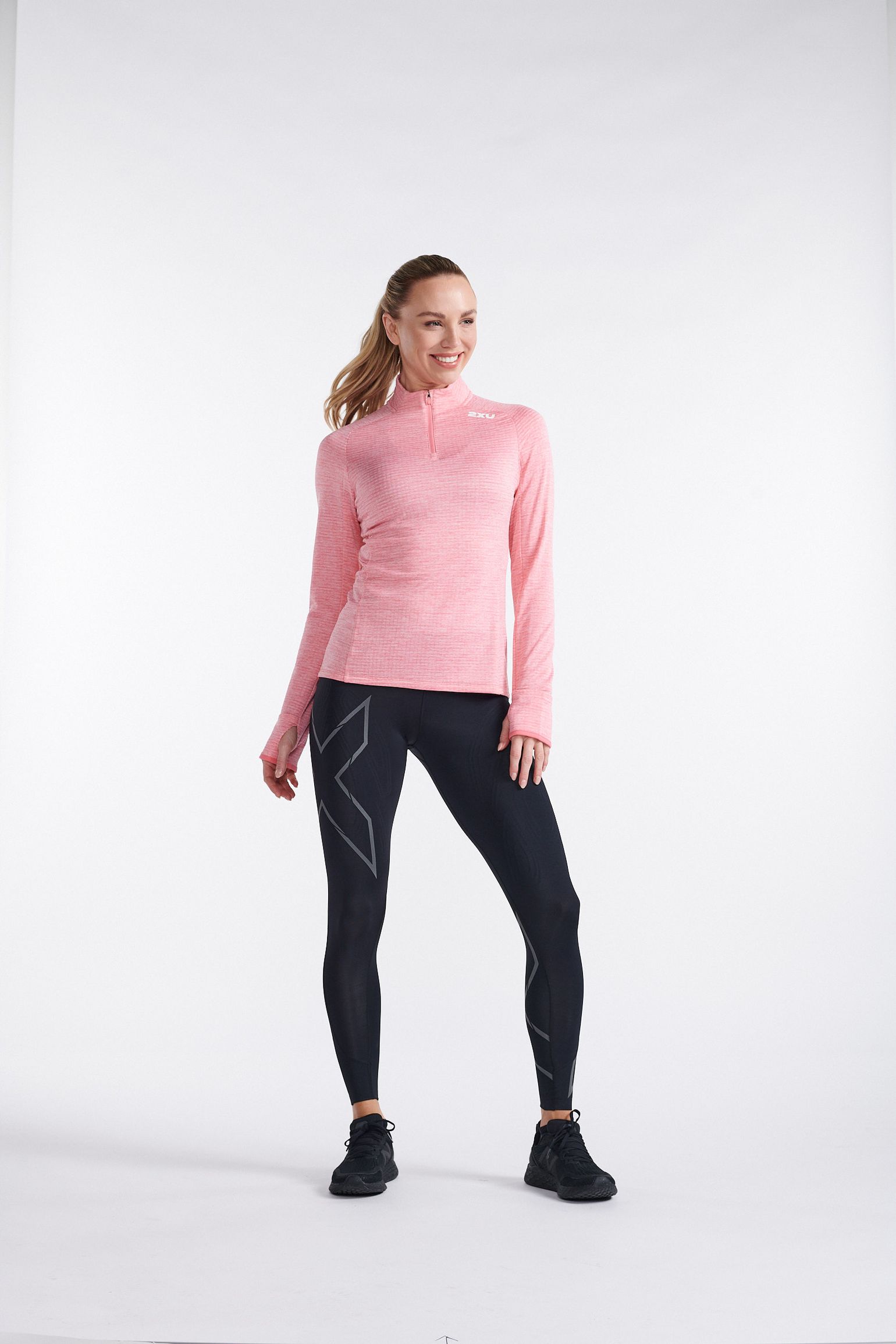 2XU Women's Ignition 1/4 Zip Pink Glow/White Reflective