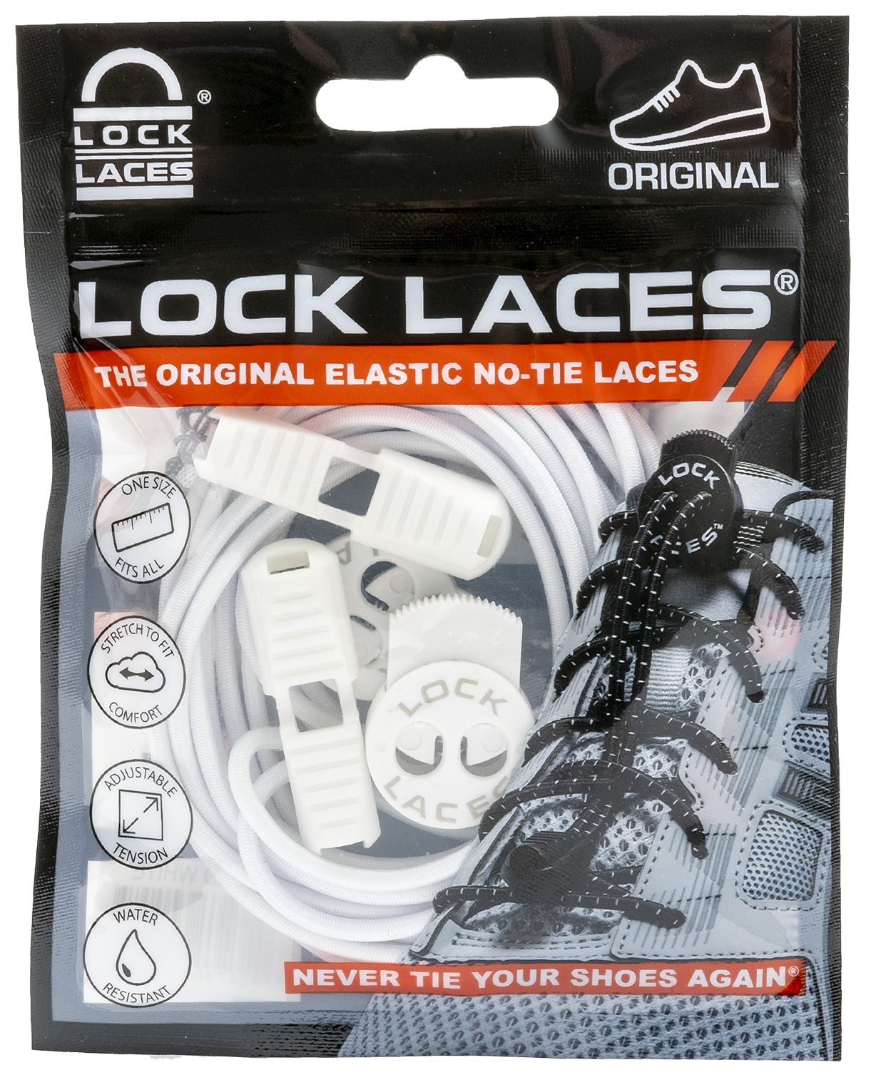 Lock Laces No Tie Shoelaces Solid White