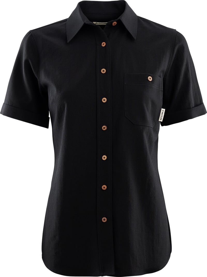 LeisureWool Short Sleeve Shirt Woman Jet Black, Buy LeisureWool Short  Sleeve Shirt Woman Jet Black here