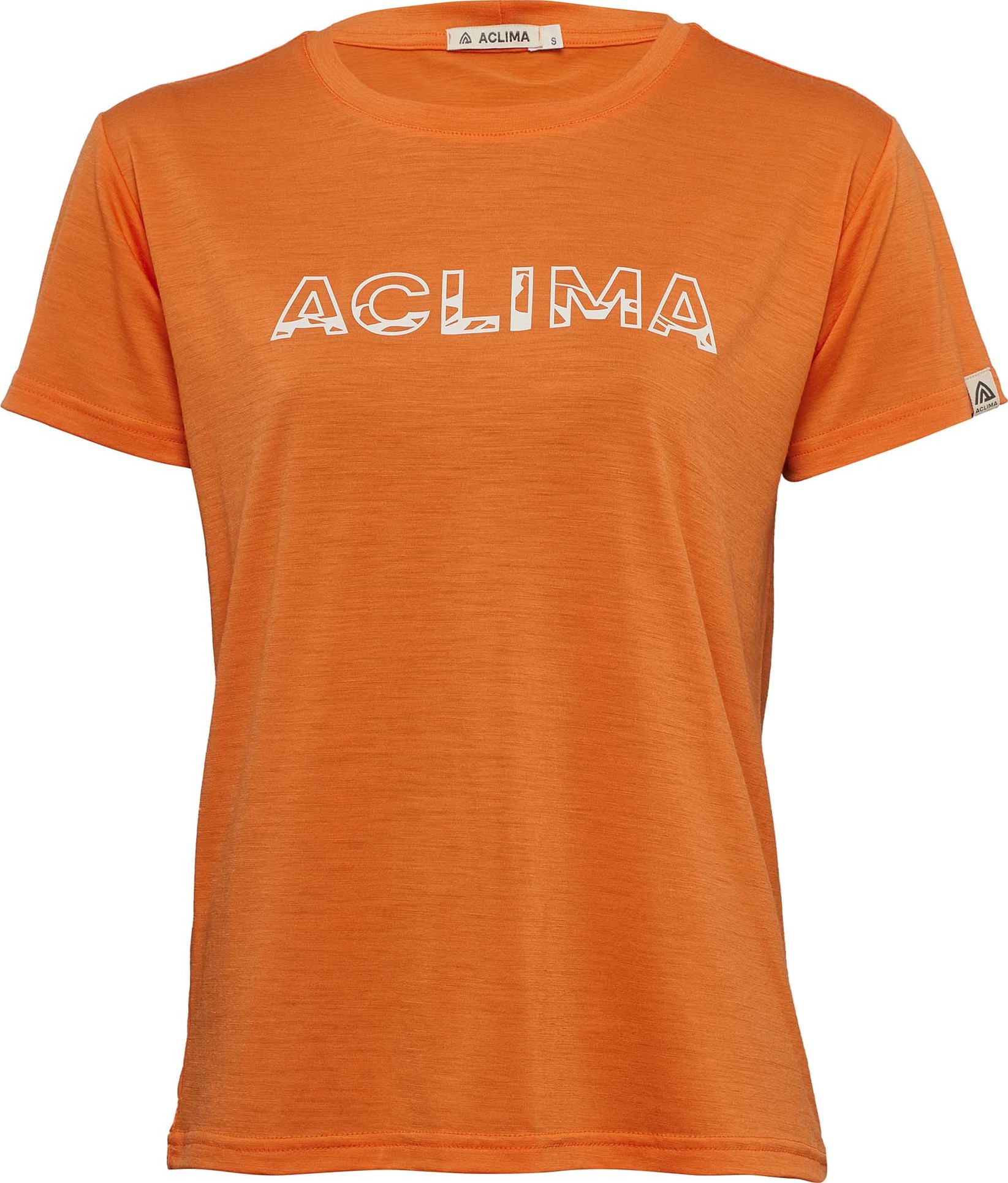 Aclima Women’s LightWool 140 Classic Tee Logo Orange Tiger