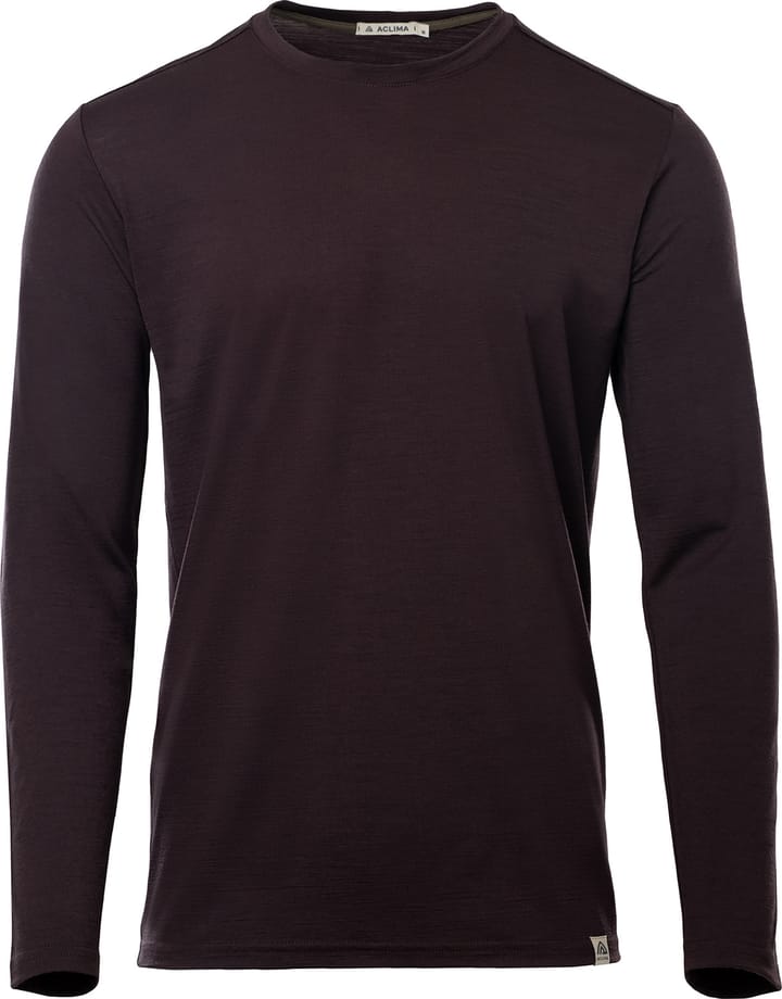 Aclima Men's LightWool 180 Crewneck Chocolate Plum Aclima