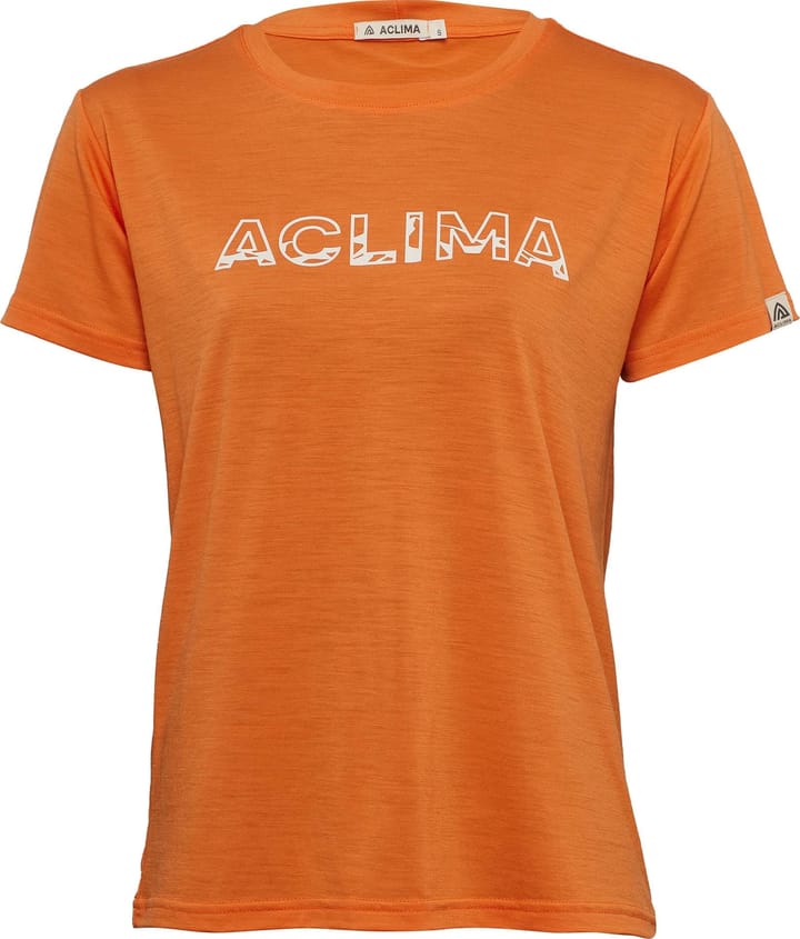 Aclima Women's LightWool 140 Classic Tee Logo Orange Tiger