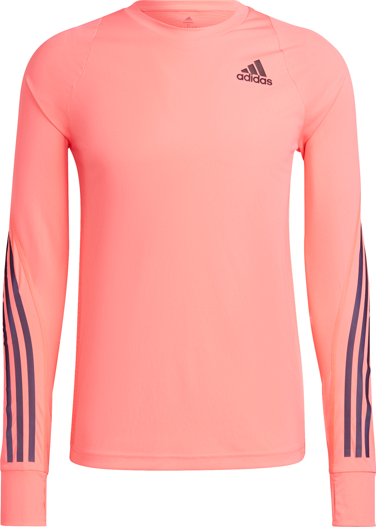 Adidas Men’s Run Icon Full Reflective 3-Stripes LS Tee Acid Red