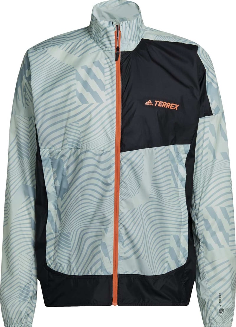 Adidas Men's Terrex Trail Running Printed Wind Jacket Lingrn 