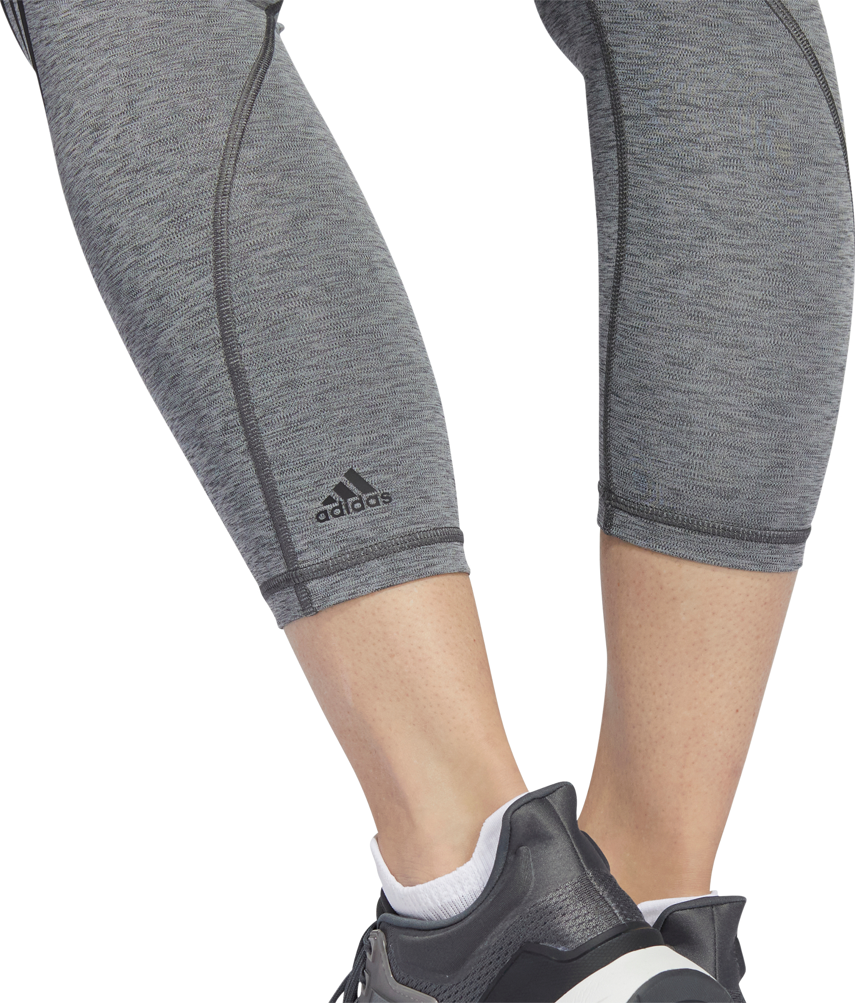 ADIDAS Train Essentials 3-Stripes 3/4 Gym Leggings in Dark Grey Heather