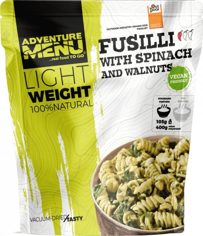 Adventure Menu Fusilli with Spinach and Walnuts (Large Portion) Nocolour Adventure Menu