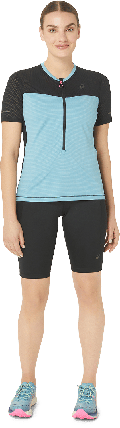 Asics Women's Fujitrail Short Sleeve Top Performance Black/Gris Blue Asics