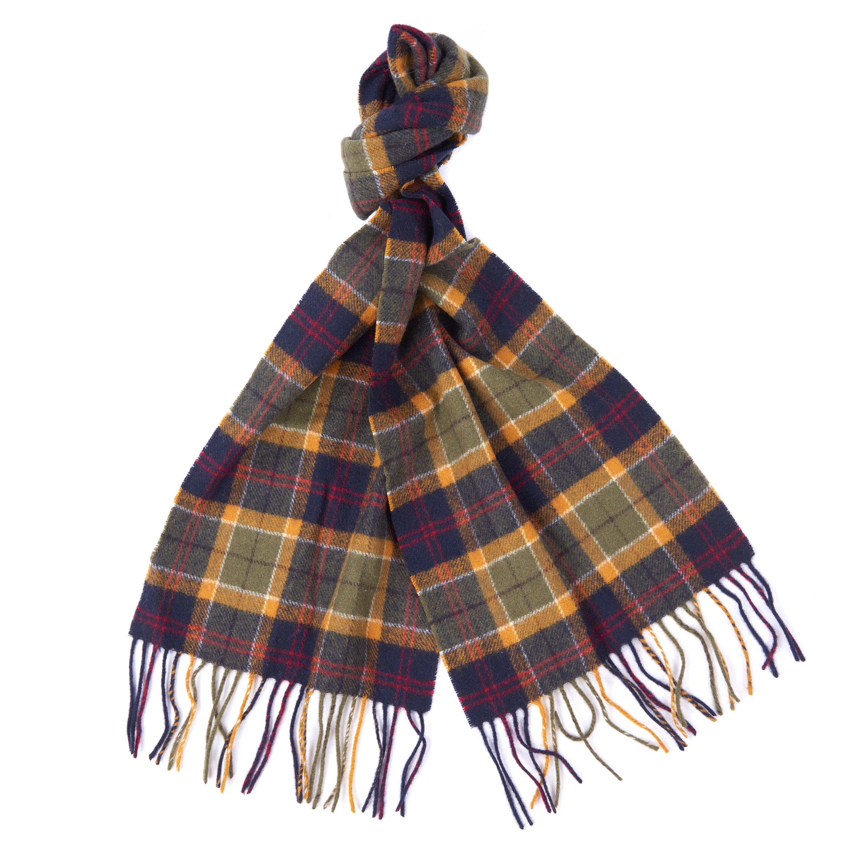 Barbour Unisex Tartan Lambswool Scarf Green