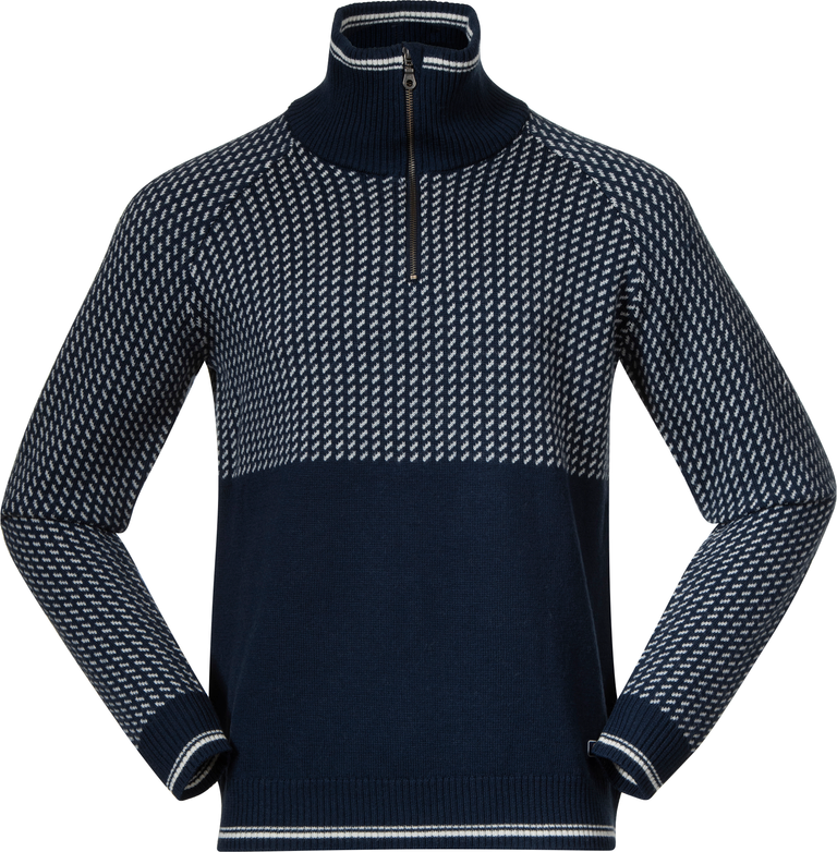 Bergans Men’s Alvdal Wool Half Zip Navy Blue/Vanilla White