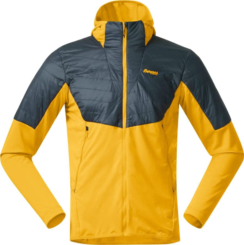 Bergans Men’s Senja Midlayer Hood Jacket Light Golden Yellow/Orion Blue