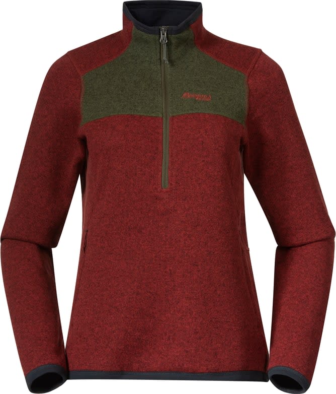 Women’s Kamphaug Knitted Half Zip Chianti Red/Dark Olive Green