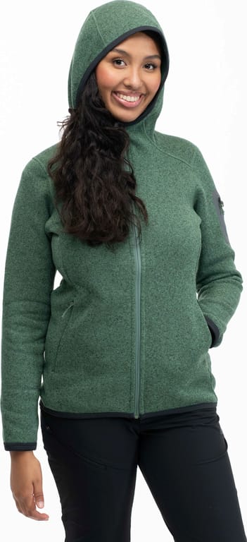 Women s Kamphaug Knitted Hoodie Darkjadegreen