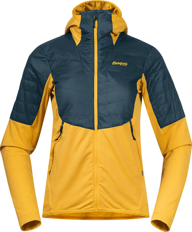 Bergans Women’s Senja Midlayer Hood Jacket Light Golden Yellow/Orion Blue