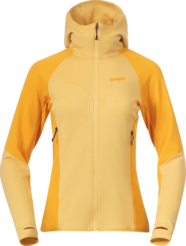 Bergans Women's Tind Merino Hood Jacket  Buttercup Yellow/Marigold Yellow