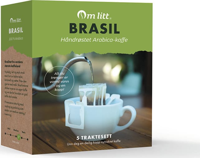 Om Litt Brasil Kaffe Filter Medium Brent/røsted