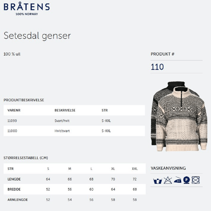 Bratens Bråtens Setesdal Genser Hvit Bratens