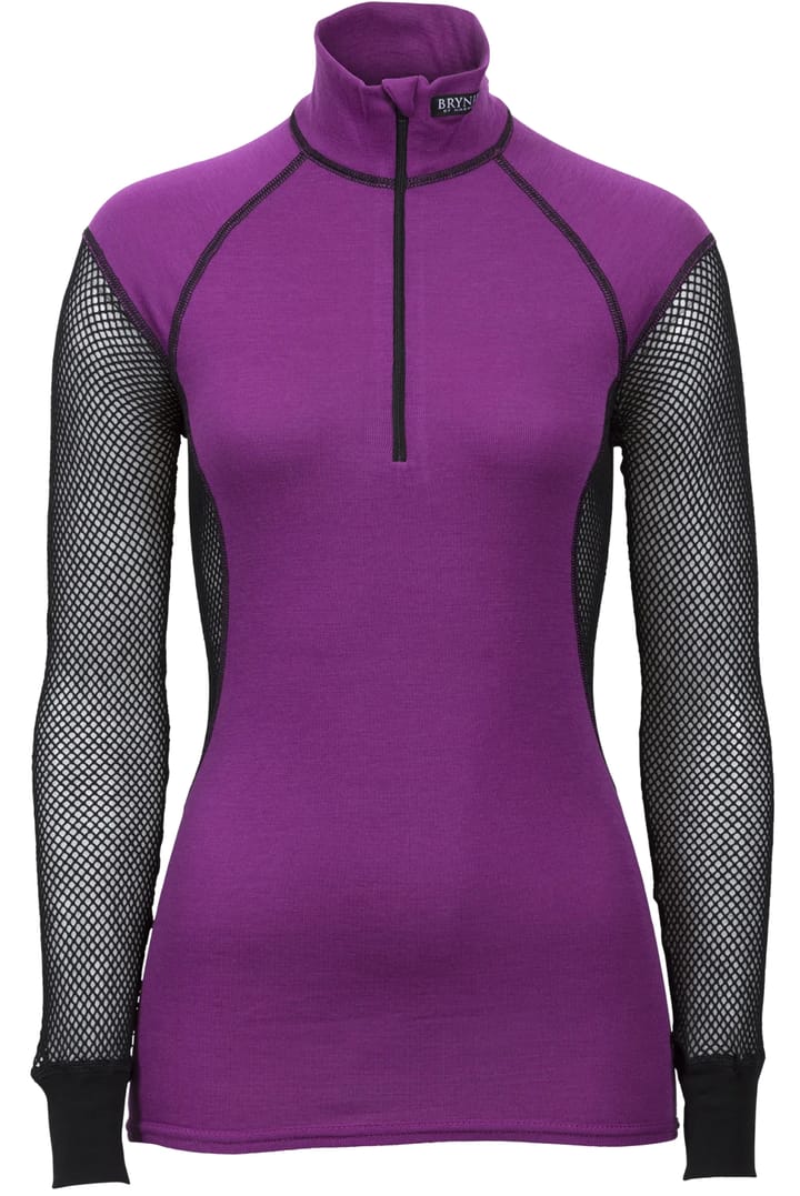 Brynje Women's Wool Thermo Zip Polo Black/Violet Brynje