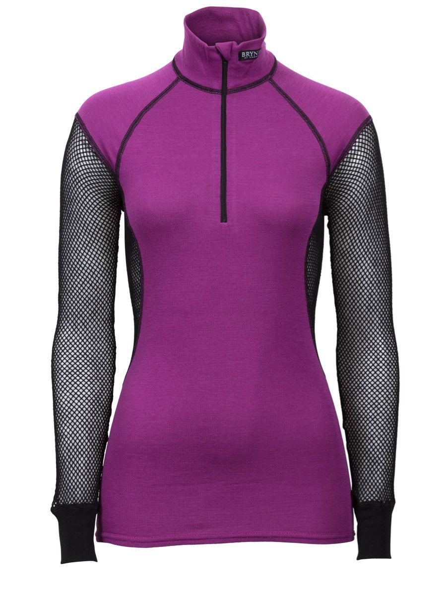 Brynje Women's Wool Thermo Zip Polo Black/Violet