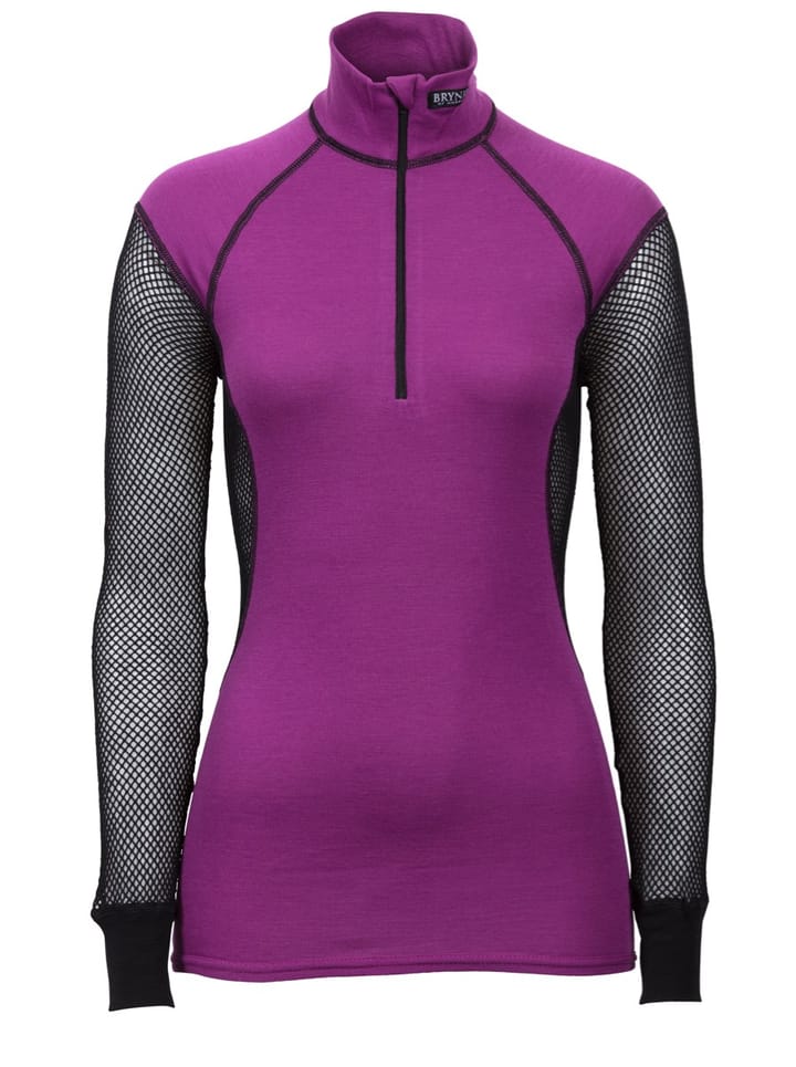 Brynje Women's Wool Thermo Zip Polo Black/Violet Brynje