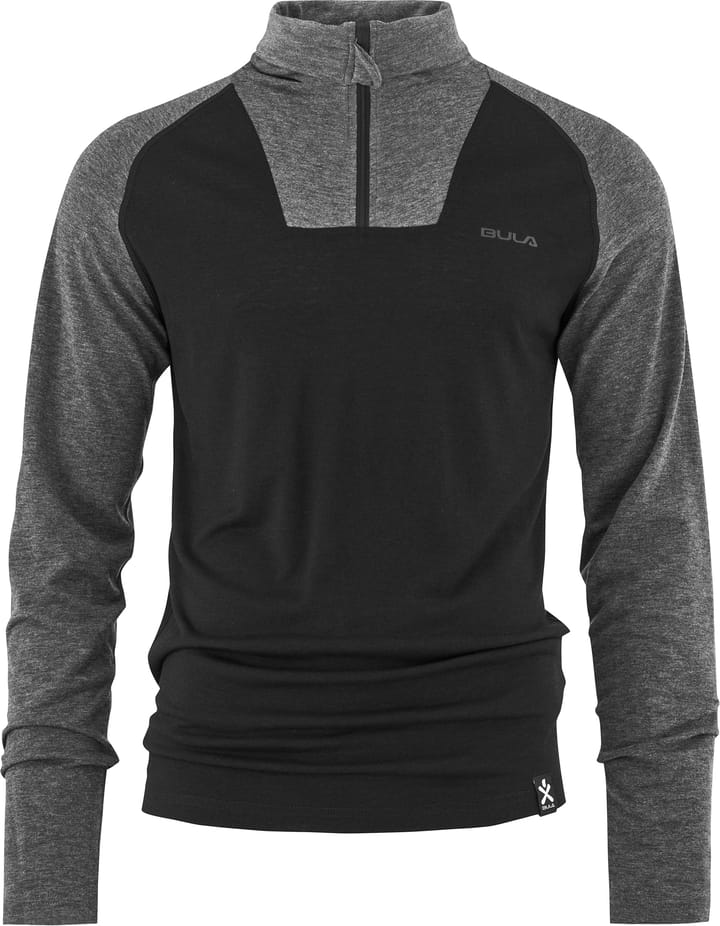 Bula Men's Retro Merino Wool Halfzip Sweater Black Bula