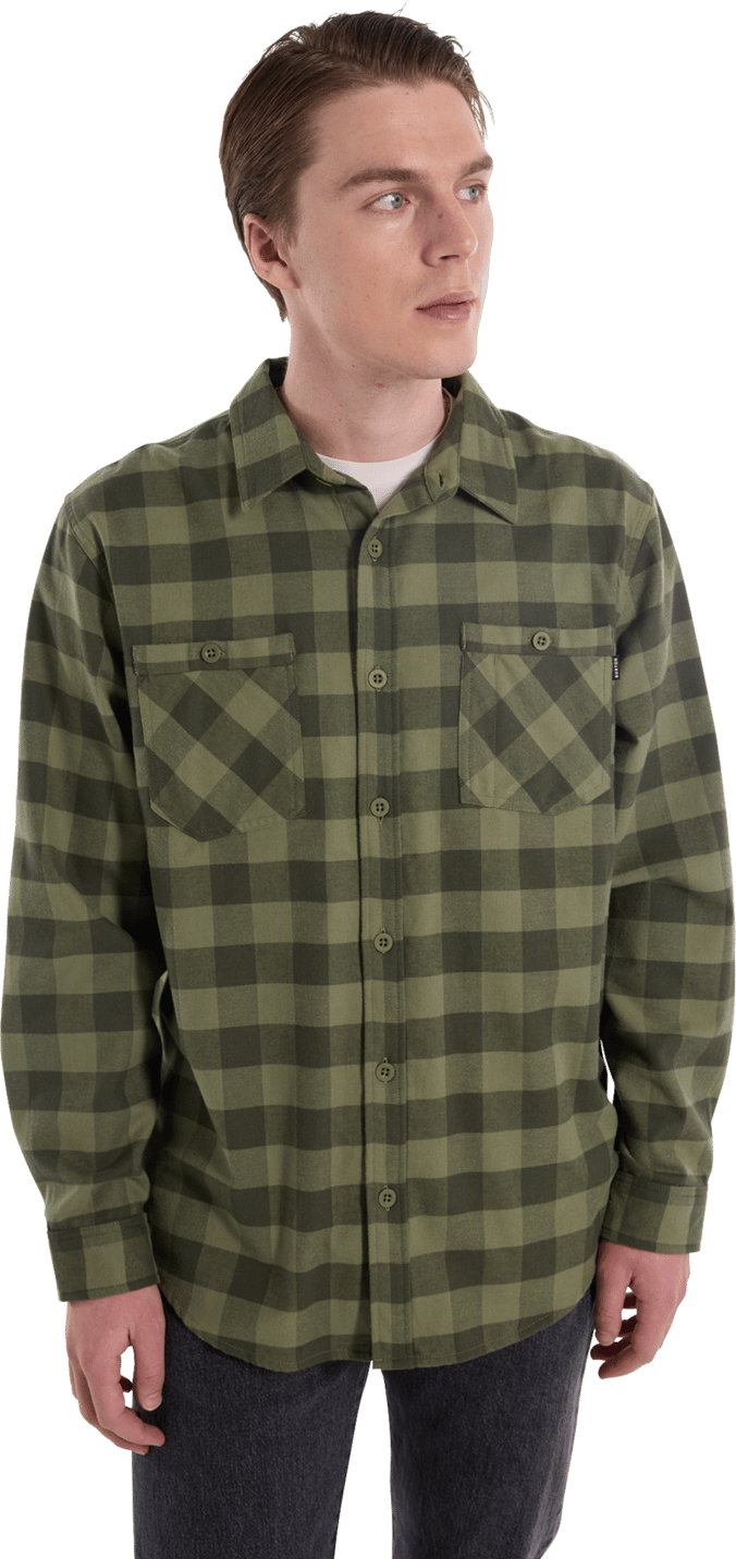 Burton Men's Favorite Long Sleeve Flannel Forest Moss Buffalo Plaid Burton