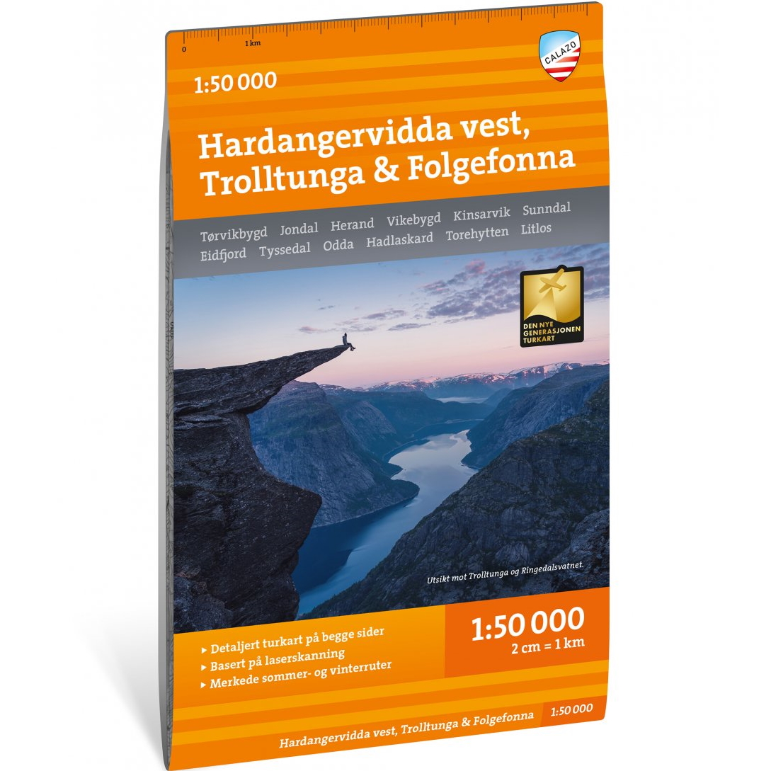 Calazo förlag Turkart Hardangervidda vest Trolltunga & Folgefonna 1:50 000 NoColour