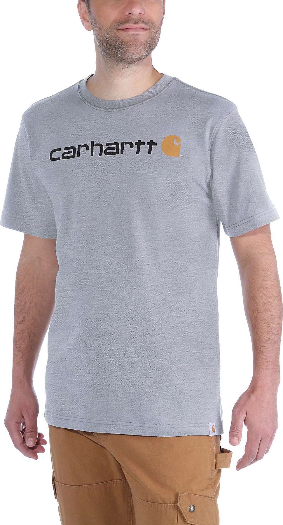 Carhartt Men’s Core Logo T-Shirt Short Sleeve Heather Grey
