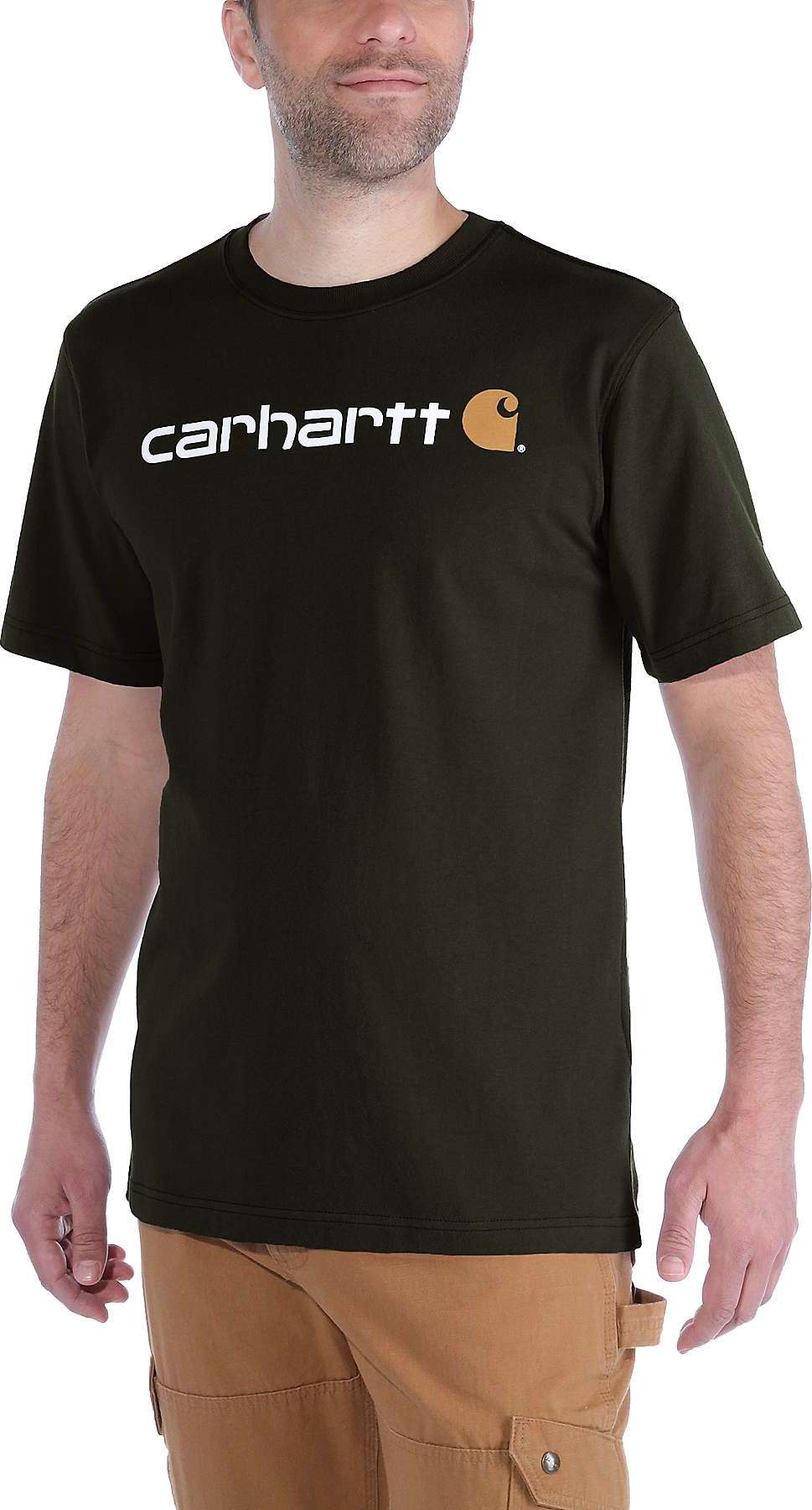 Carhartt Men’s Core Logo T-Shirt Short Sleeve Peat