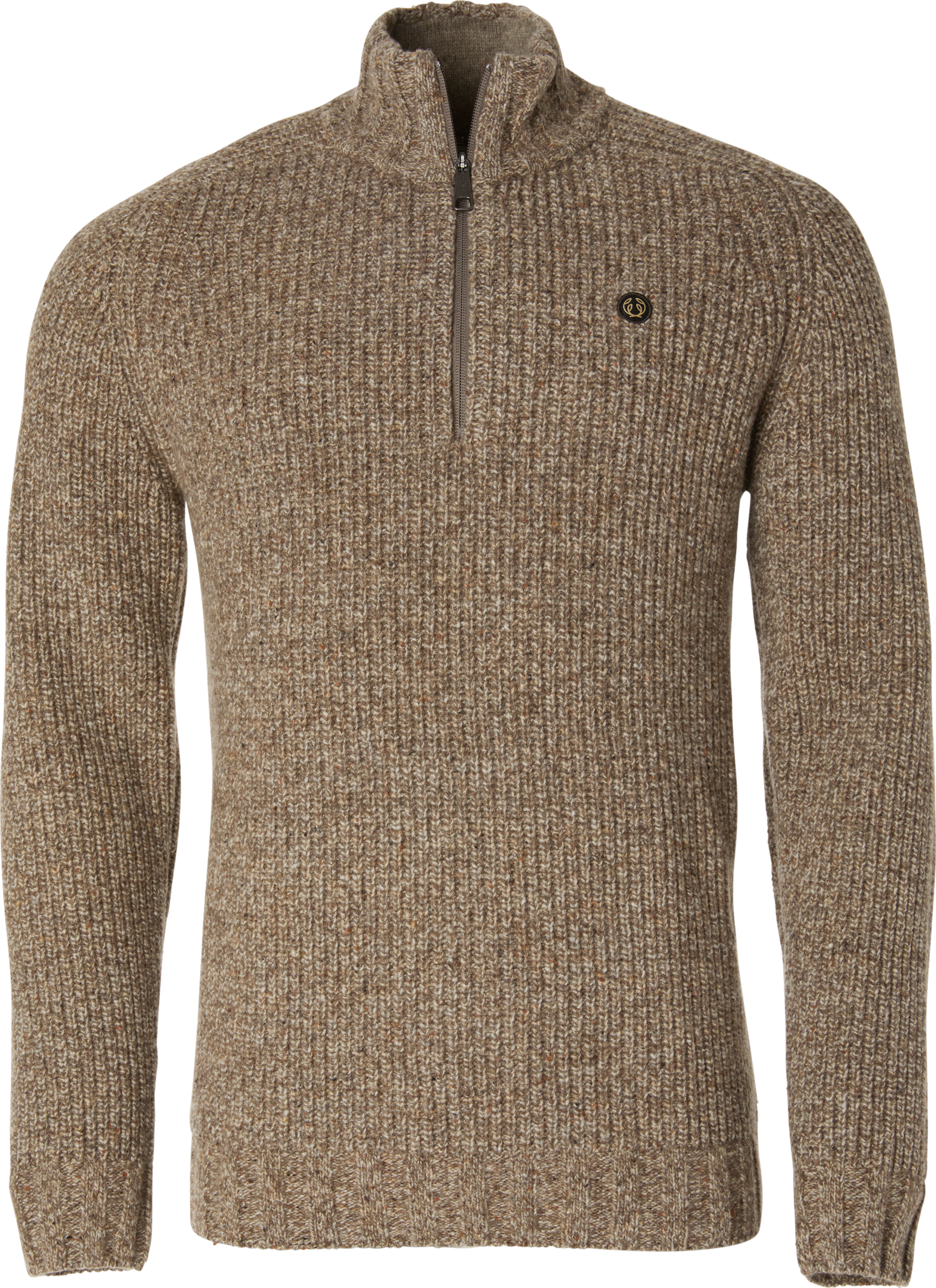 Chevalier Men’s Groby Half Zip Wool Pullover Saddle Brown Neps