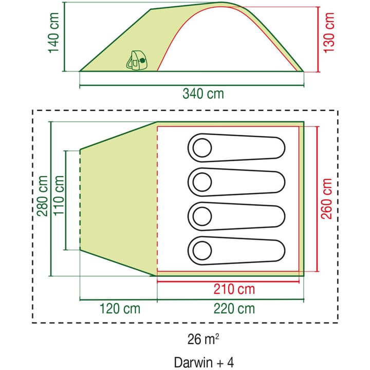 Coleman Tent Darwin 4 Plus Green Coleman