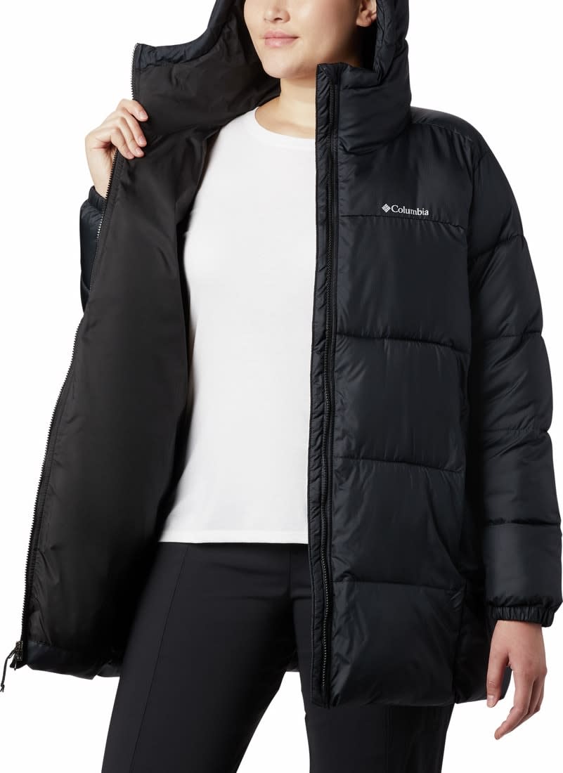 Columbia Puffect mid hooded jacket in black