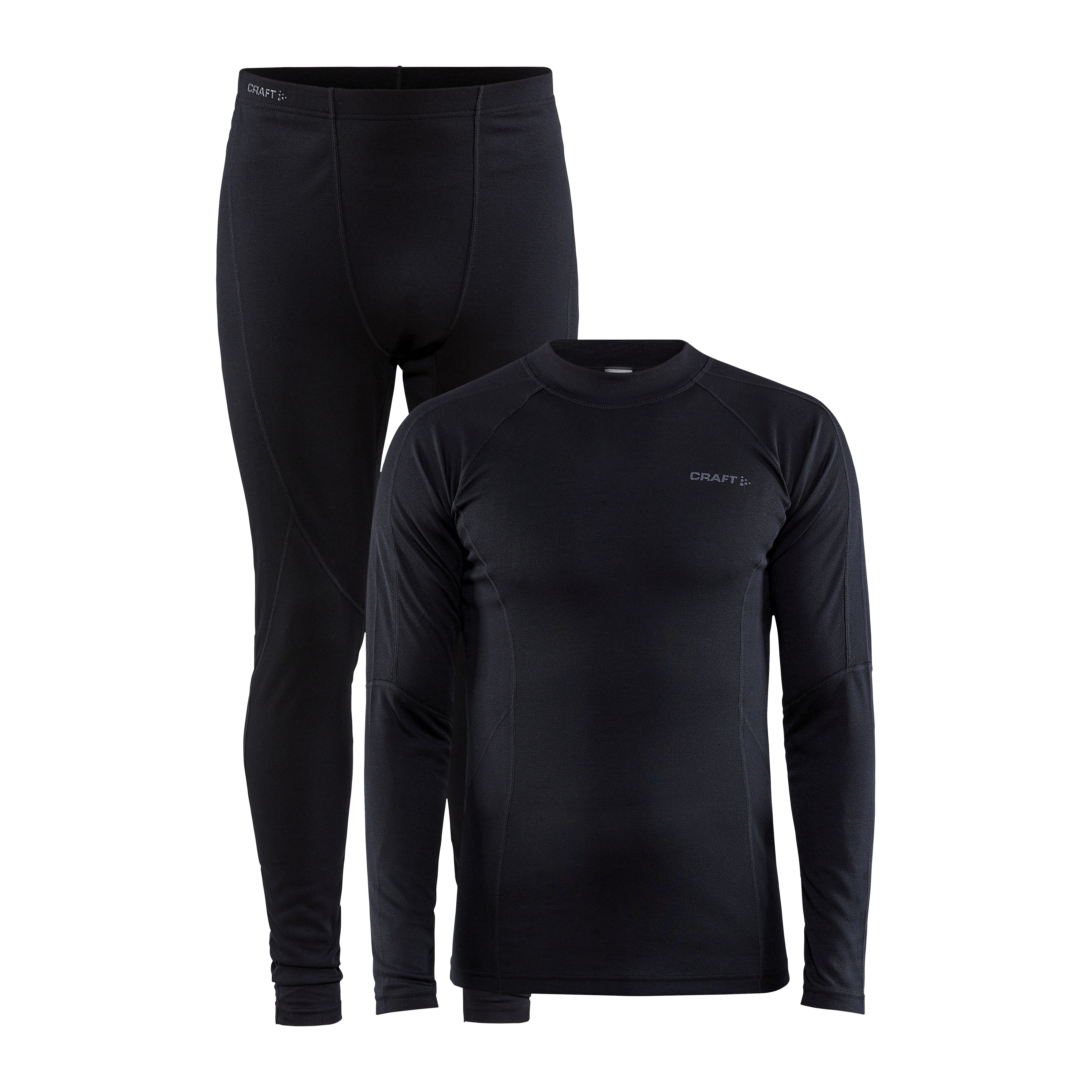 Men's Merino Baselayer Set (LS Shirt + Tights) S Black 1-pack