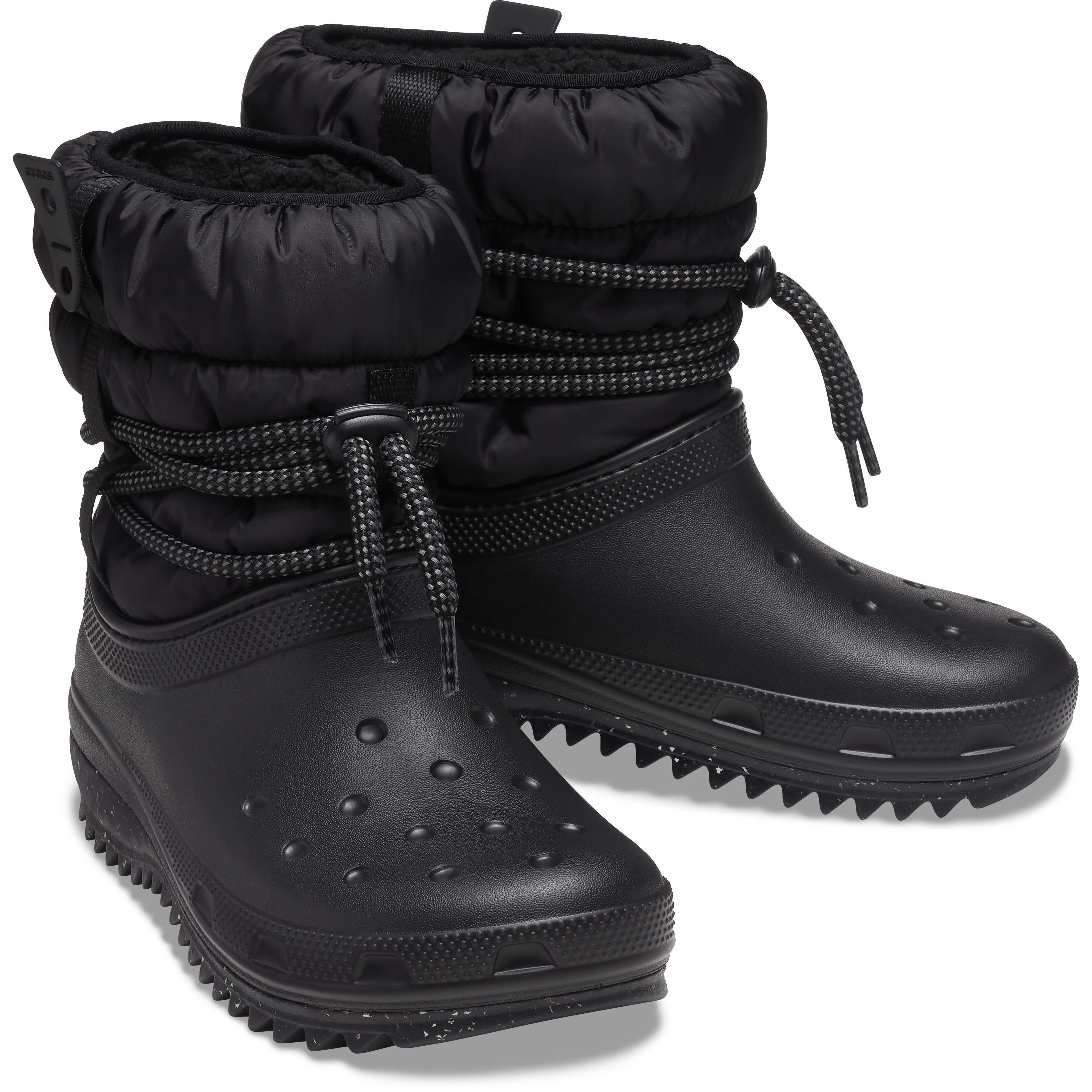 Lined neo fashion puff crocs