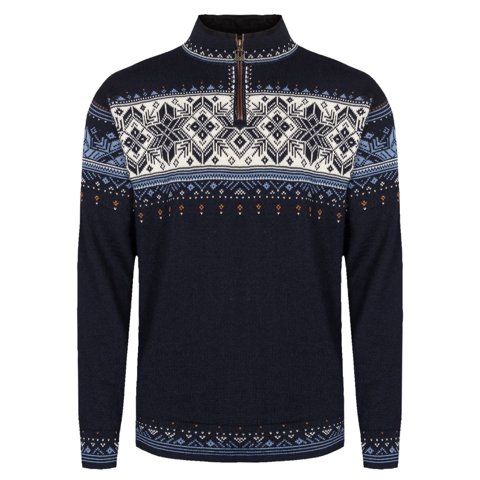 Dale of Norway Men's Blyfjell Knit Sweater Midnight Navy/Blue Shade/Offwhite/Copper