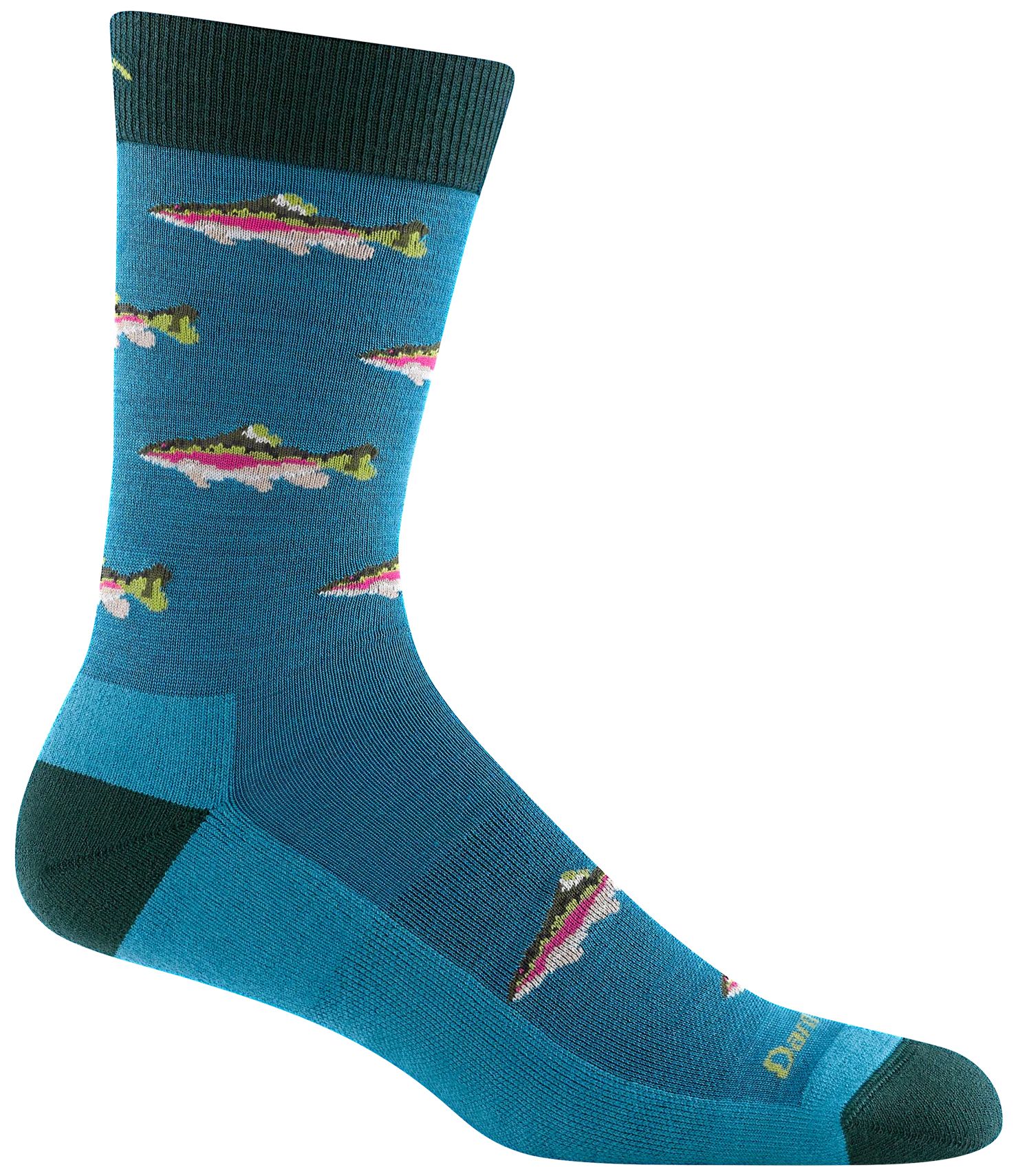 Darn Tough Men's Spey Fly Crew Lightweight Lifestyle Sock Mangrove - Papaya