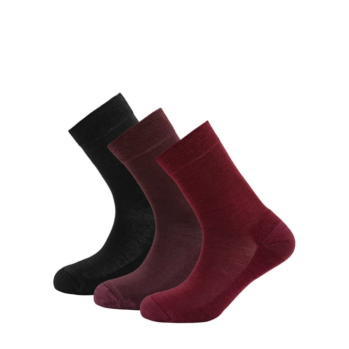 Devold Women's Daily Merino Medium Sock 3pk Beetroot Mix Devold