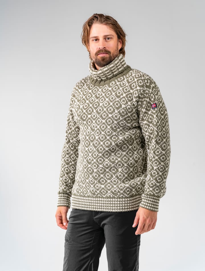 Devold Unisex Svalbard Sweater High Neck Olive/Offwhite Devold