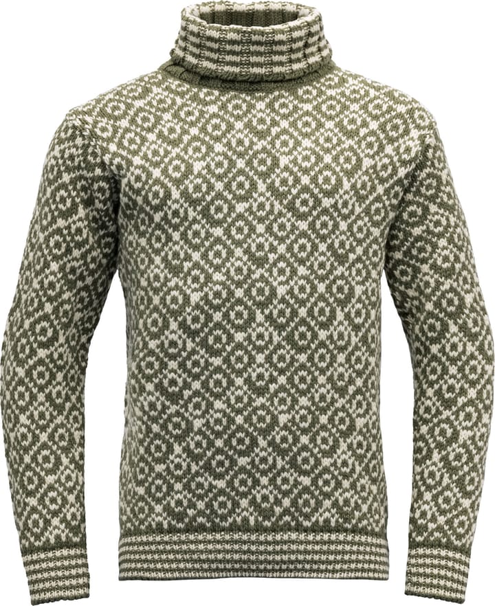 Devold Unisex Svalbard Sweater High Neck Olive/Offwhite Devold