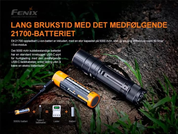 Fenix Fenix E35 V3 Led Lykt 3000lm Kraftig Oppladbar Lommelykt 5000mah Fenix