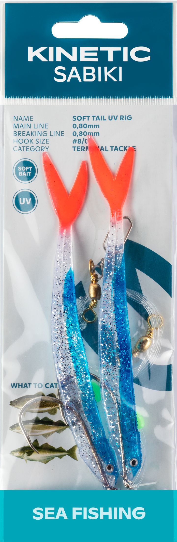 Kinetic Kinetic Sabiki Soft Tail Uv Blue Fire Tail Kinetic