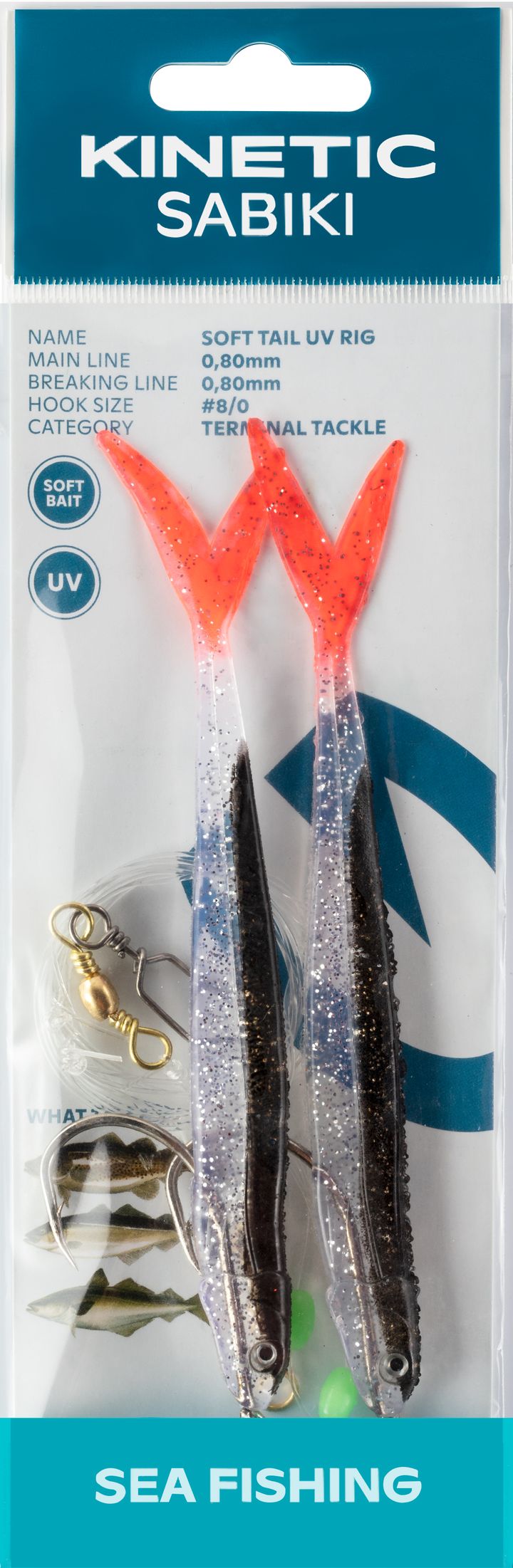 Kinetic Kinetic Sabiki Soft Tail Uv Blue Fire Tail Kinetic