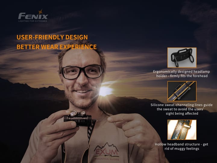 Fenix Fenix Hm65r Hodelykt Sort Kraftig Lykt Med 1400 Lumen Fenix