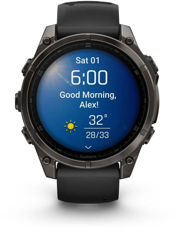 Garmin Fenix 8 Amoled 47mm, Sapphire Carbon Gray DLC Titanium - Black/Pebble Grey Silicone Strap Garmin