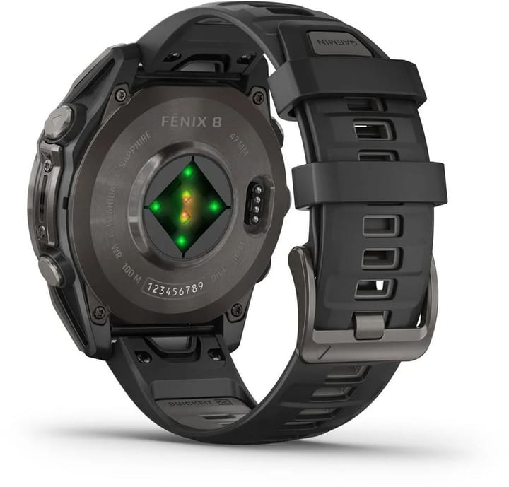 Garmin Fenix 8 Amoled 47mm, Sapphire Carbon Gray DLC Titanium - Black/Pebble Grey Silicone Strap Garmin