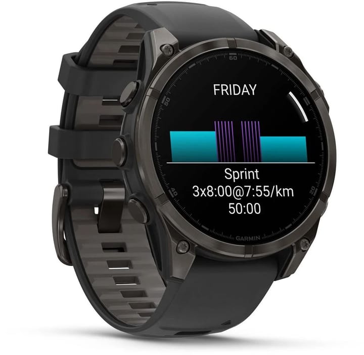 Garmin Fenix 8 Amoled 47mm, Sapphire Carbon Gray DLC Titanium - Black/Pebble Grey Silicone Strap Garmin