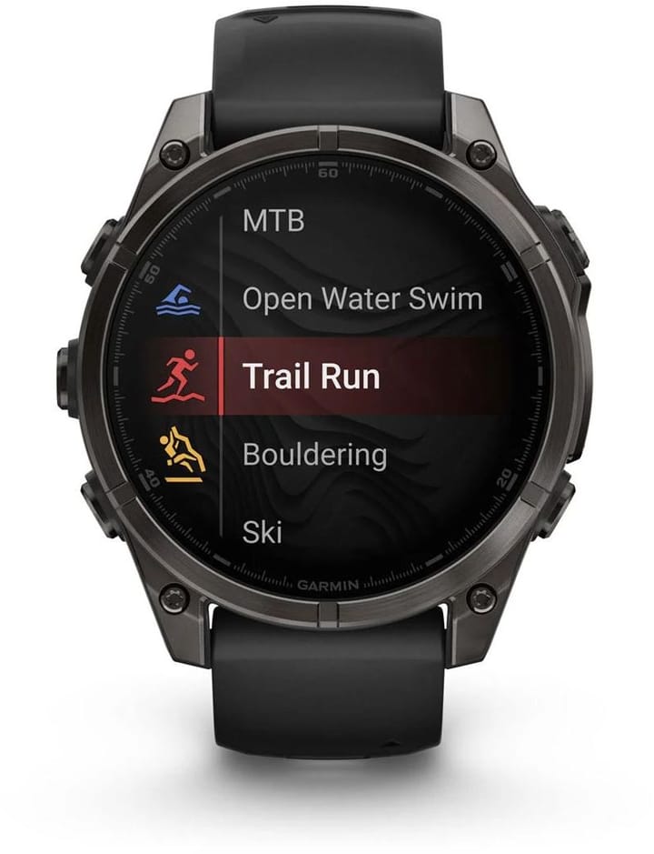 Garmin Fenix 8 Amoled 47mm, Sapphire Carbon Gray DLC Titanium - Black/Pebble Grey Silicone Strap Garmin