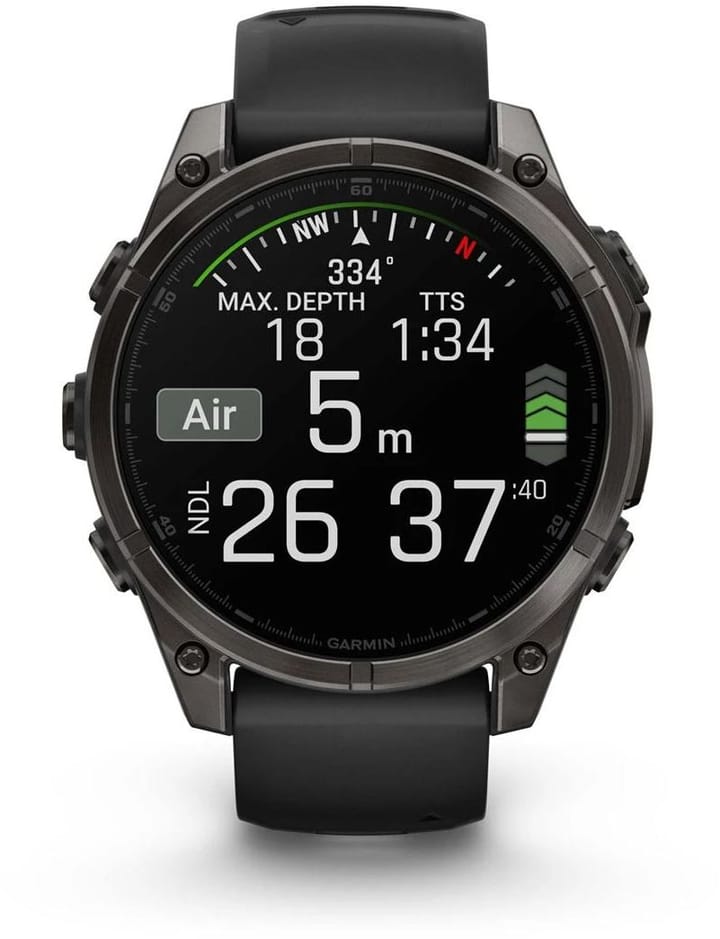 Garmin Fenix 8 Amoled 47mm, Sapphire Carbon Gray DLC Titanium - Black/Pebble Grey Silicone Strap Garmin