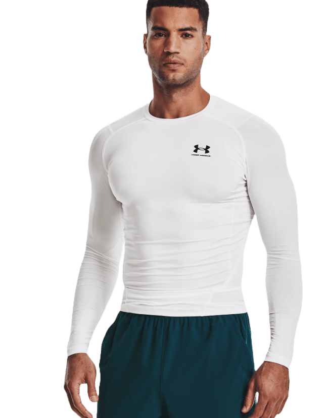 Under Armour Men's UA HG Armour Comp Long Sleeve White