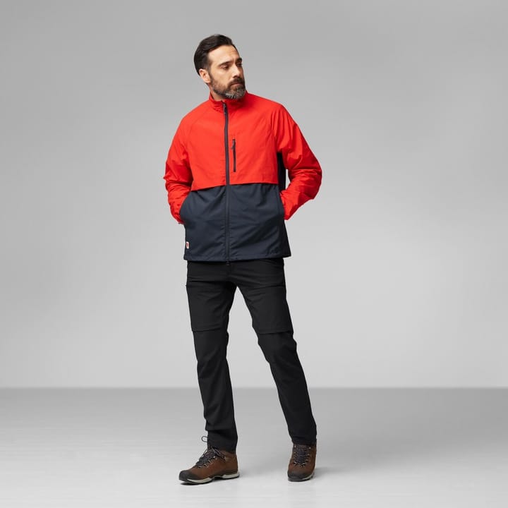 Fjällräven Men's HC Hybrid Wind Jacket Dark Navy-Flame Orange Fjällräven